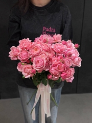Пионовидные кустовые розы «Silva Pink»-9 веток